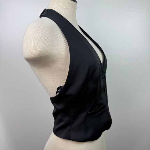 Vintage Albert Capraro 2-Piece Vest & Blazer Set Black Wool? Size 8 - Picture 10 of 14